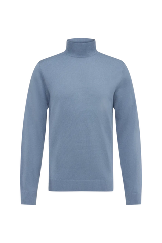 DRYKORN WATSON Strickpullover mit Turtle in 100% Merinowolle in Blau