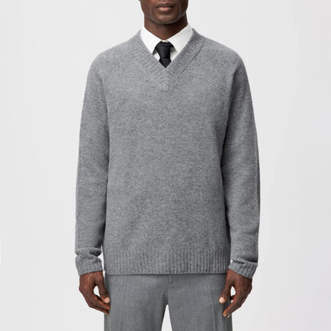 DRYKORN NUMIR V-Neck Strickpullover in Schurwolle Farbe - Grau