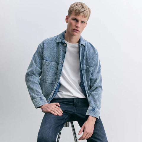 DRYKORN DIARD Overshirt mit aufgesetzten Taschen in Cord Farbe - bluestone