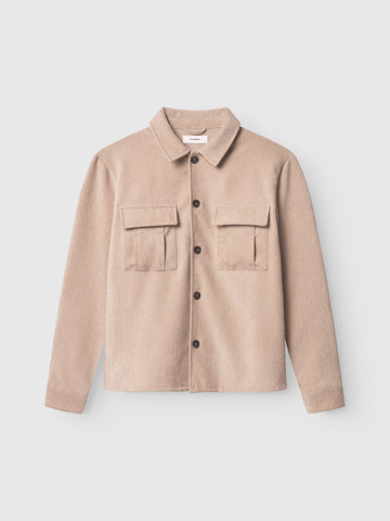 GABBA FLAP VELOUR OVERSHIRT IN SAND