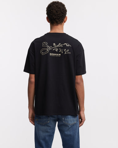 DENHAM TSURU STITCH BOX TEE HGJ - Boxy Fit Black