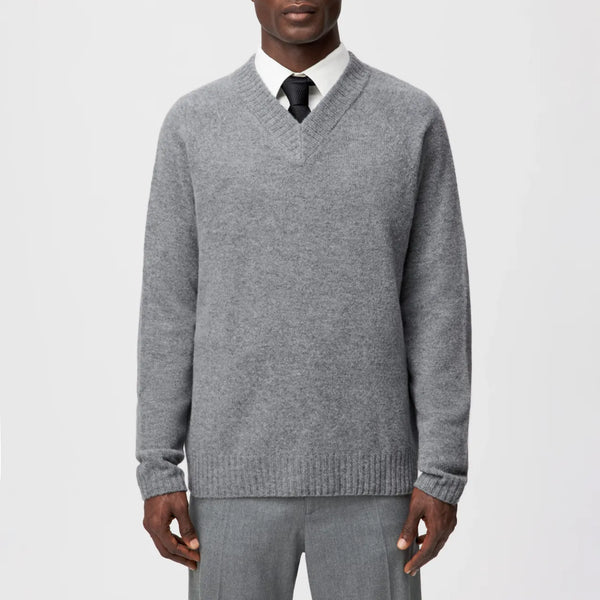 DRYKORN NUMIR V-Neck Strickpullover in Schurwolle Farbe - Grau online kaufen