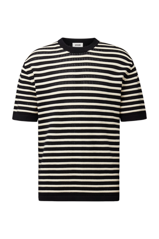 DRYKORN DERICO Kurzarm T-Shirt in reiner Baumwolle mit Streifenmuster Farbe - black