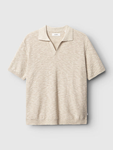 GABBA Cross Premium Strick-Polo aus Baumwolle, Leinen Mix in Beige
