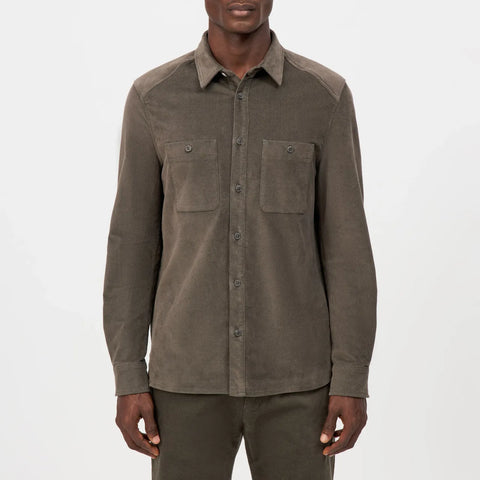 DRYKORN NOWEN Work Wear Inspired Shirt in Samt Farbe - faded olive