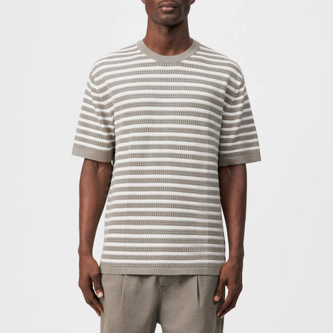 DRYKORN DERICO Kurzarm T-Shirt in reiner Baumwolle mit Streifenmuster Farbe - greige