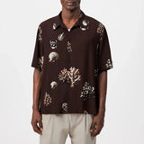 DRYKORN MERYN Kurzarmhemd mit maritimen Print in Viskose Farbe - dark chocolate online kaufen