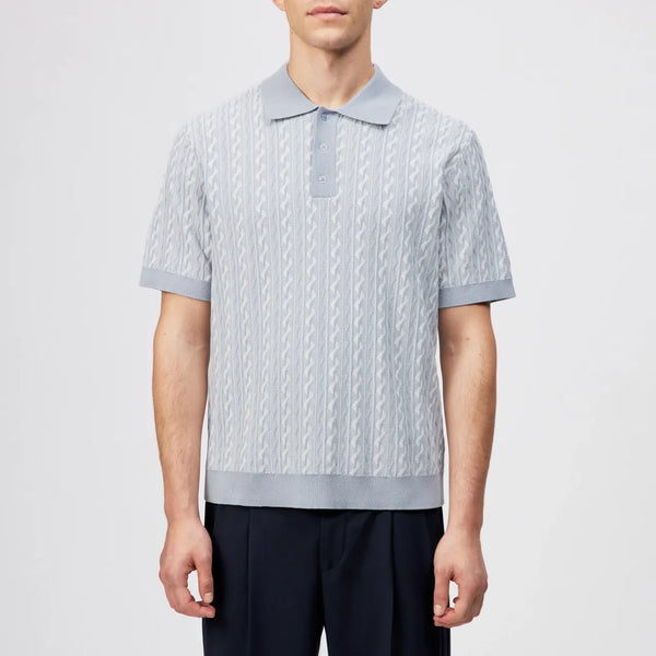 DRYKORN TAMIAN Relaxed Fit Strickpolo in Baumwoll-Jacquard Farbe - zen blue online kaufen