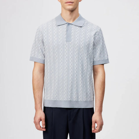 DRYKORN TAMIAN Relaxed Fit Strickpolo in Baumwoll-Jacquard Farbe - zen blue