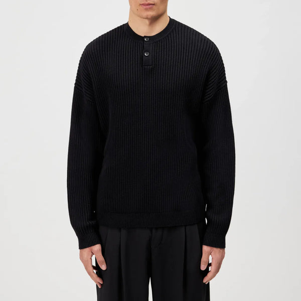 DRYKORN YOONIS Henley Strickpullover in Baumwoll-Mix Farbe - black online kaufen
