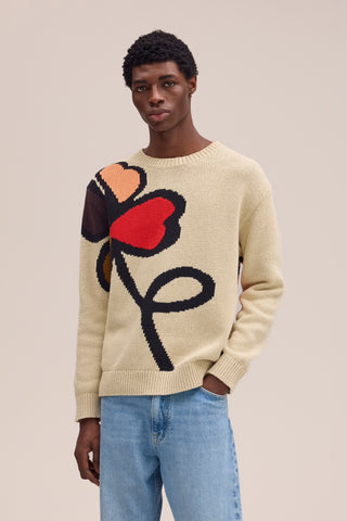 NN.07 Todd Intarsienstrick pullover in Farbe Ecru