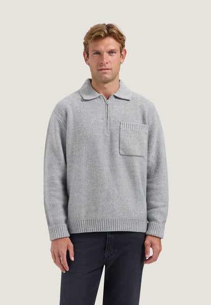 DSTREZZED Zac Polo Knit Farbe: Medium Grey Melange online kaufen