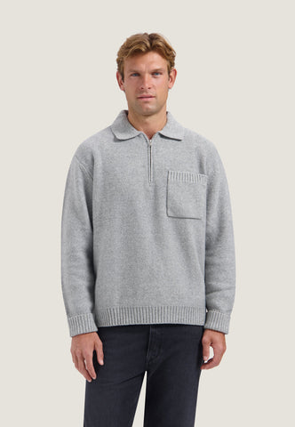 DSTREZZED Zac Polo Knit Farbe: Medium Grey Melange