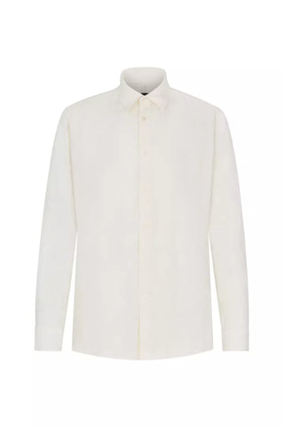 RAMIS Regular Fit Hemd in reinem Leinen off white