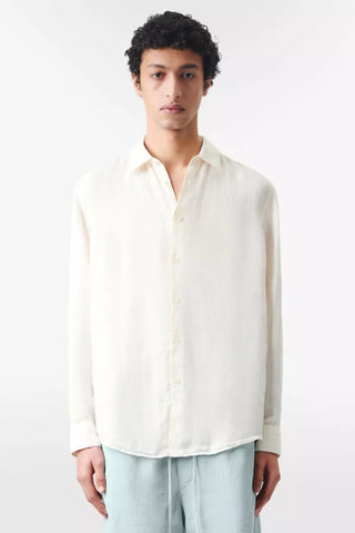 RAMIS Regular Fit Hemd in reinem Leinen off white
